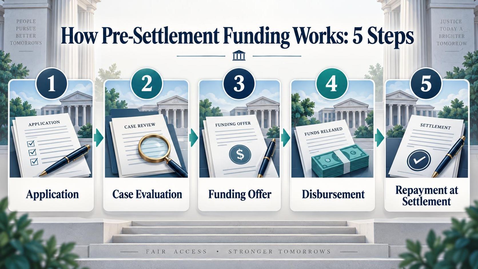 How Pre-Settlement Funding Works: 5 Steps — the key figures in one view