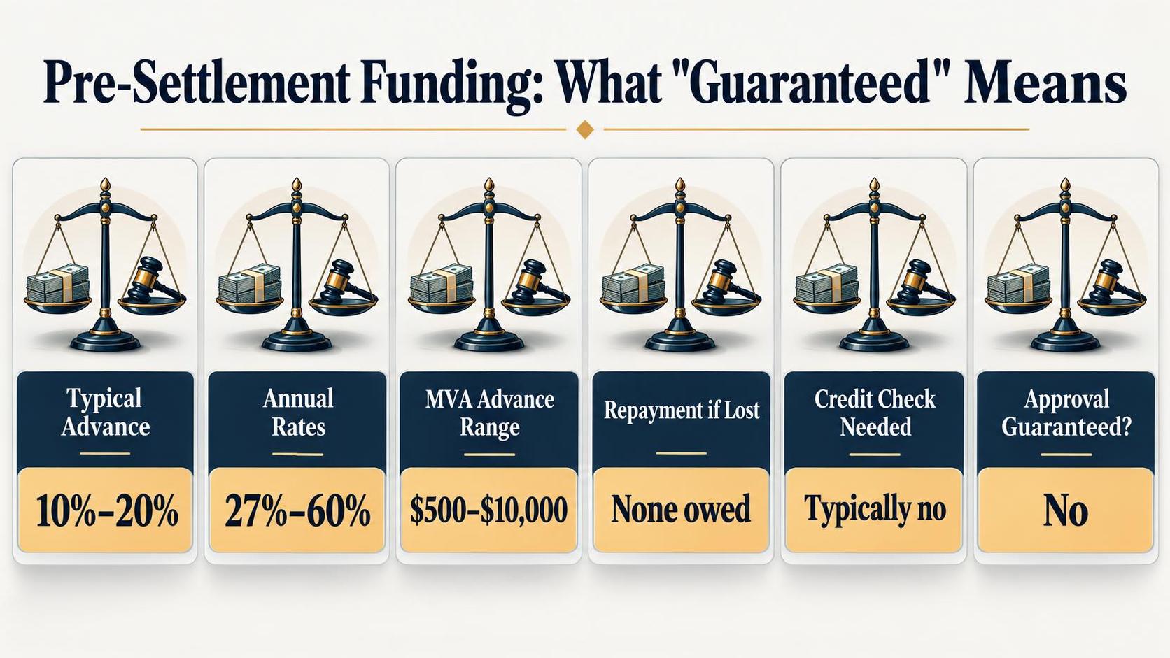 Pre-Settlement Funding: What "Guaranteed" Means — the numbers in one view