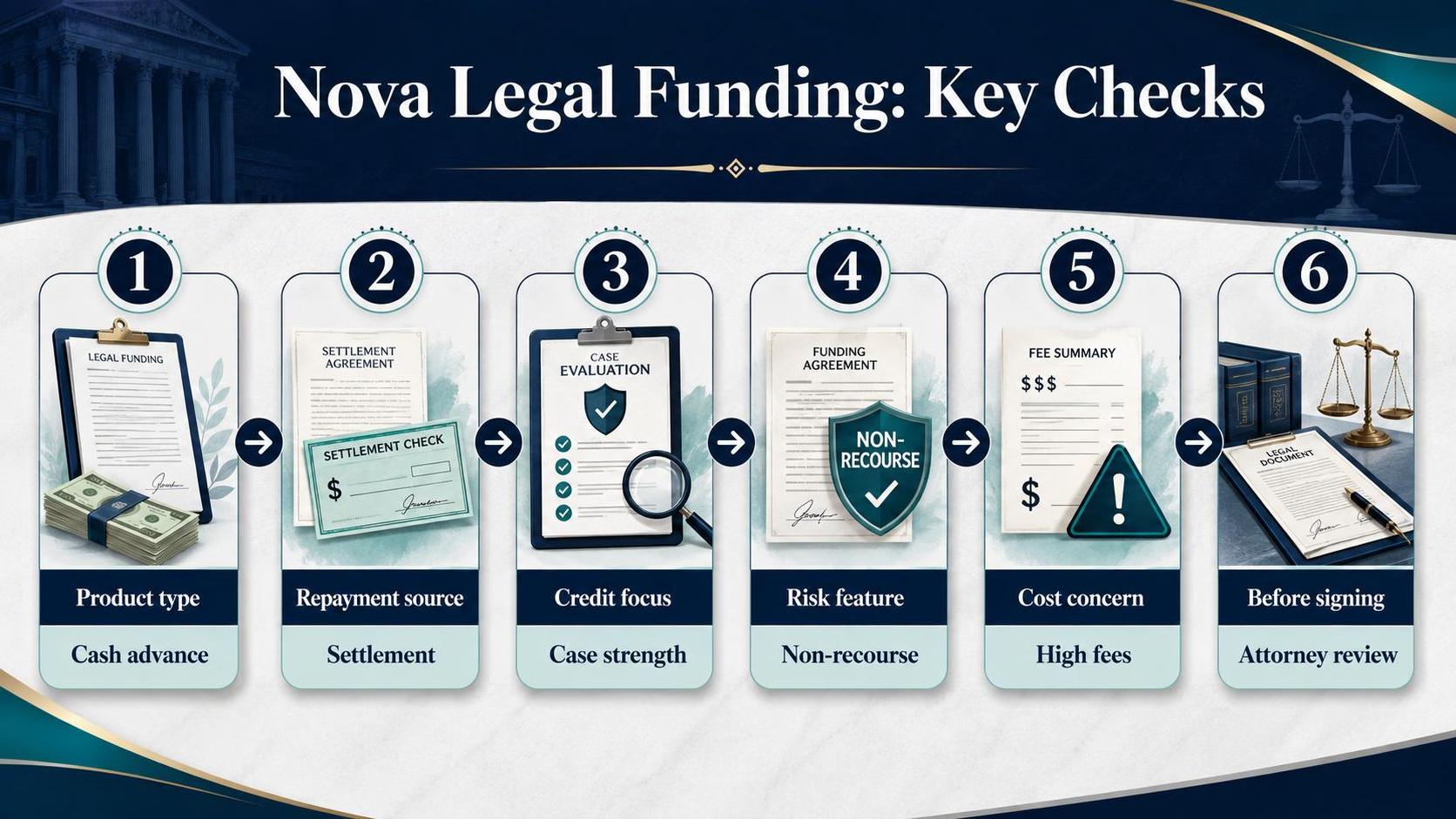 Nova Legal Funding: Key Checks: Product type, Repayment source, Credit focus.