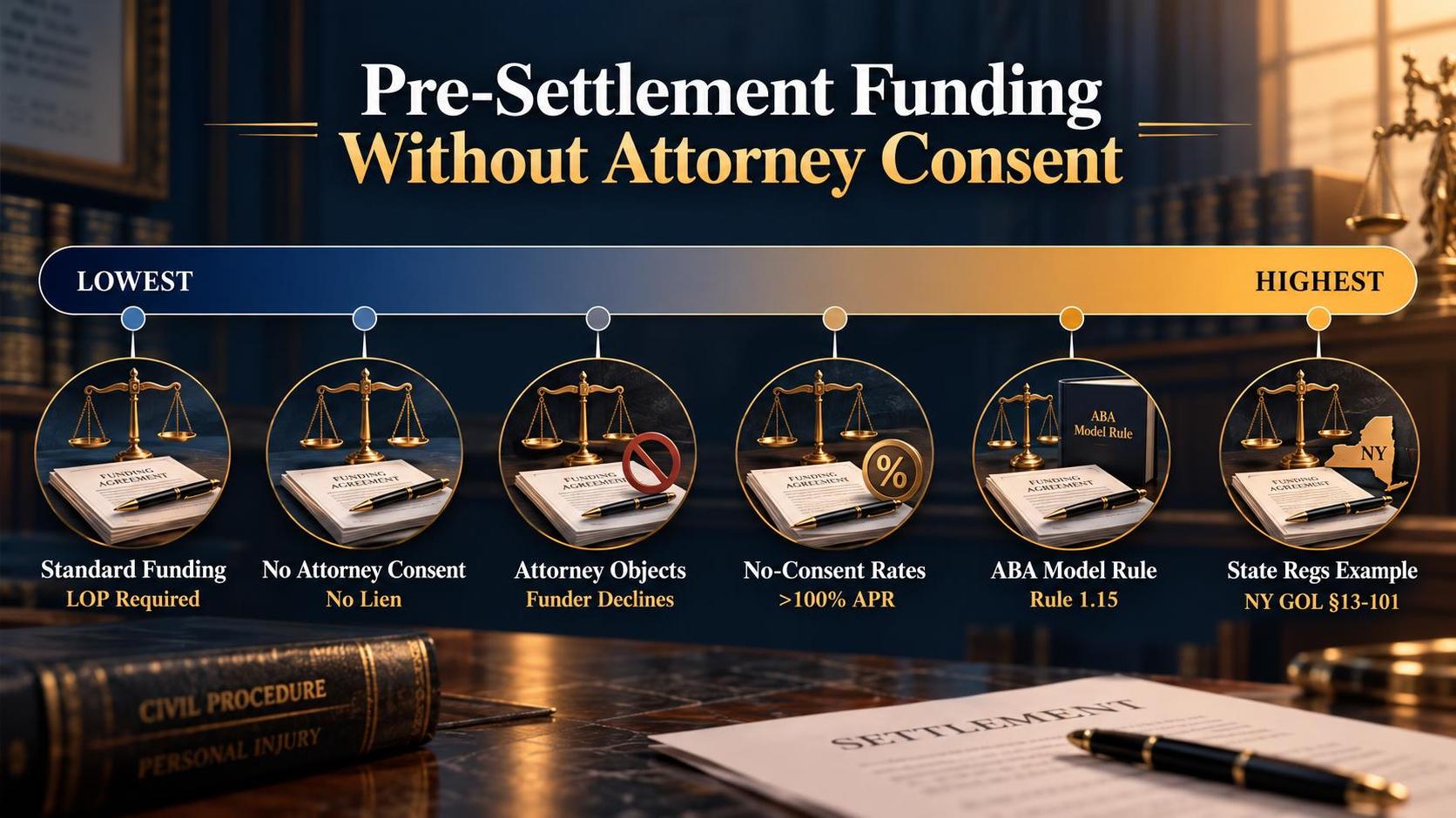 Pre-Settlement Funding Without Attorney Consent — at a glance, in one chart