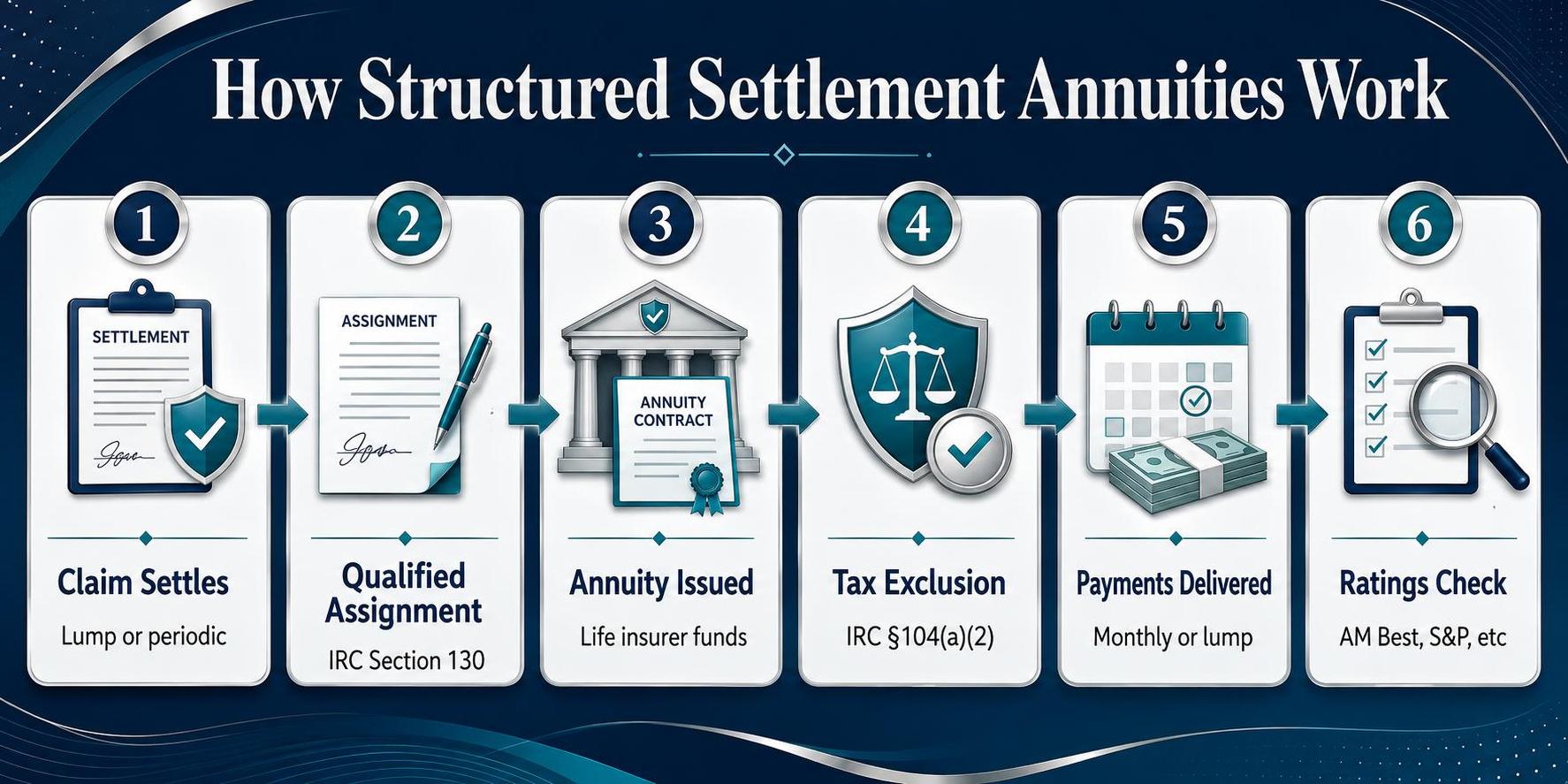 How Structured Settlement Annuities Work: Claim Settles, Qualified Assignment, Annuity Issued.