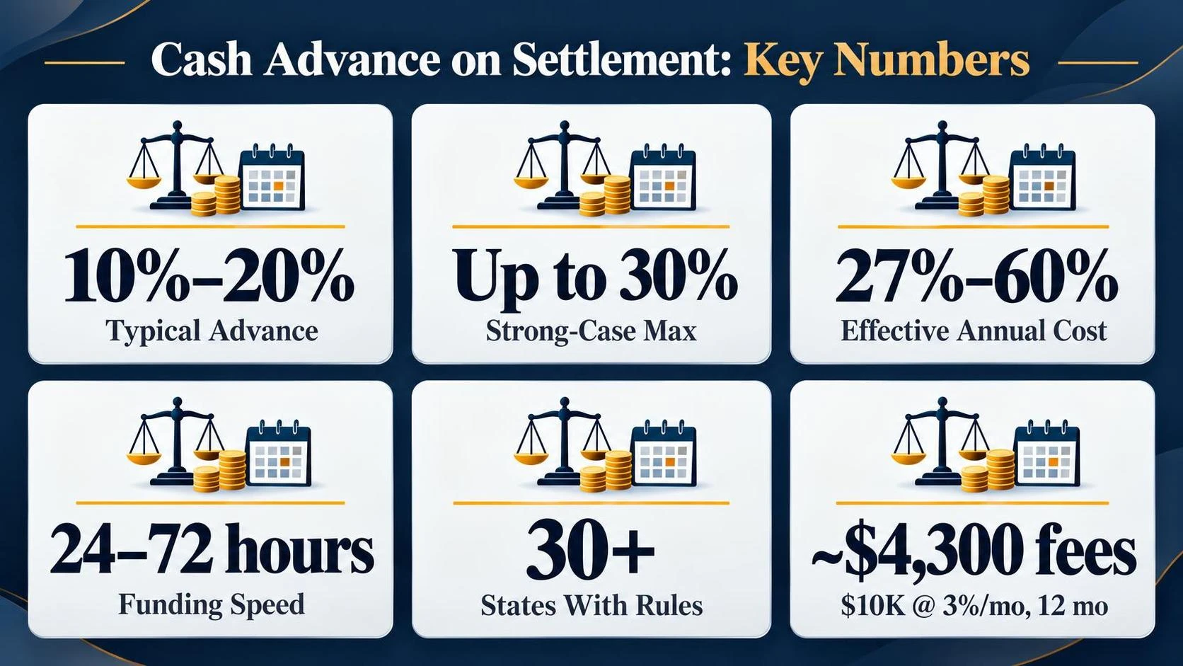 Cash Advance on Settlement: Key Numbers — summarised in one graphic