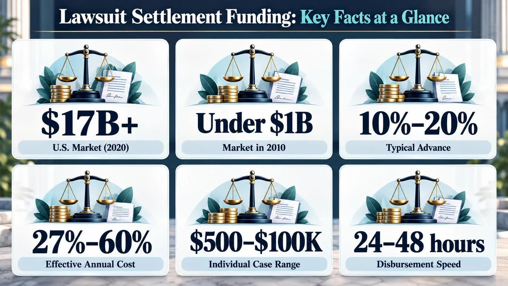 Lawsuit Settlement Funding: Key Facts at a Glance — the key figures in one view