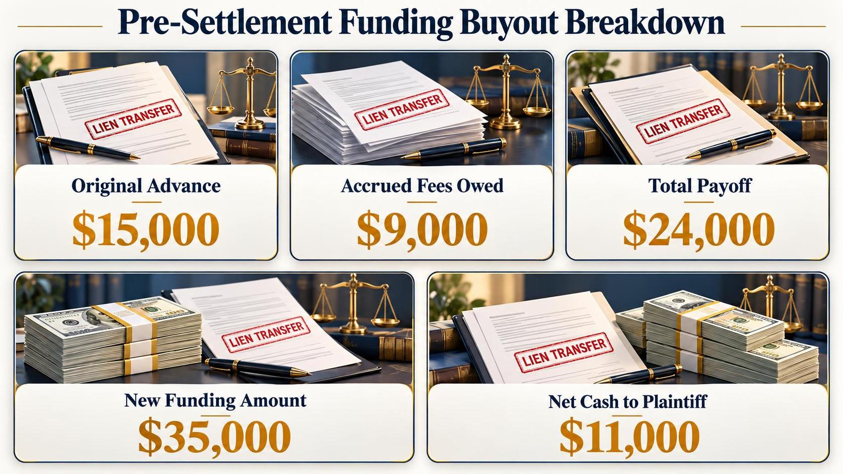 Pre-Settlement Funding Buyout Breakdown — the numbers in one view