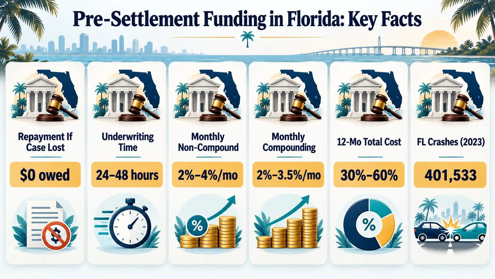 Pre-Settlement Funding in Florida: Key Facts — the key figures in one view