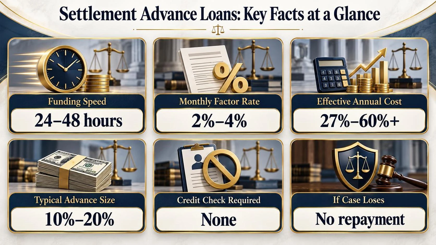 Settlement Advance Loans: Key Facts at a Glance — the main figures side by side