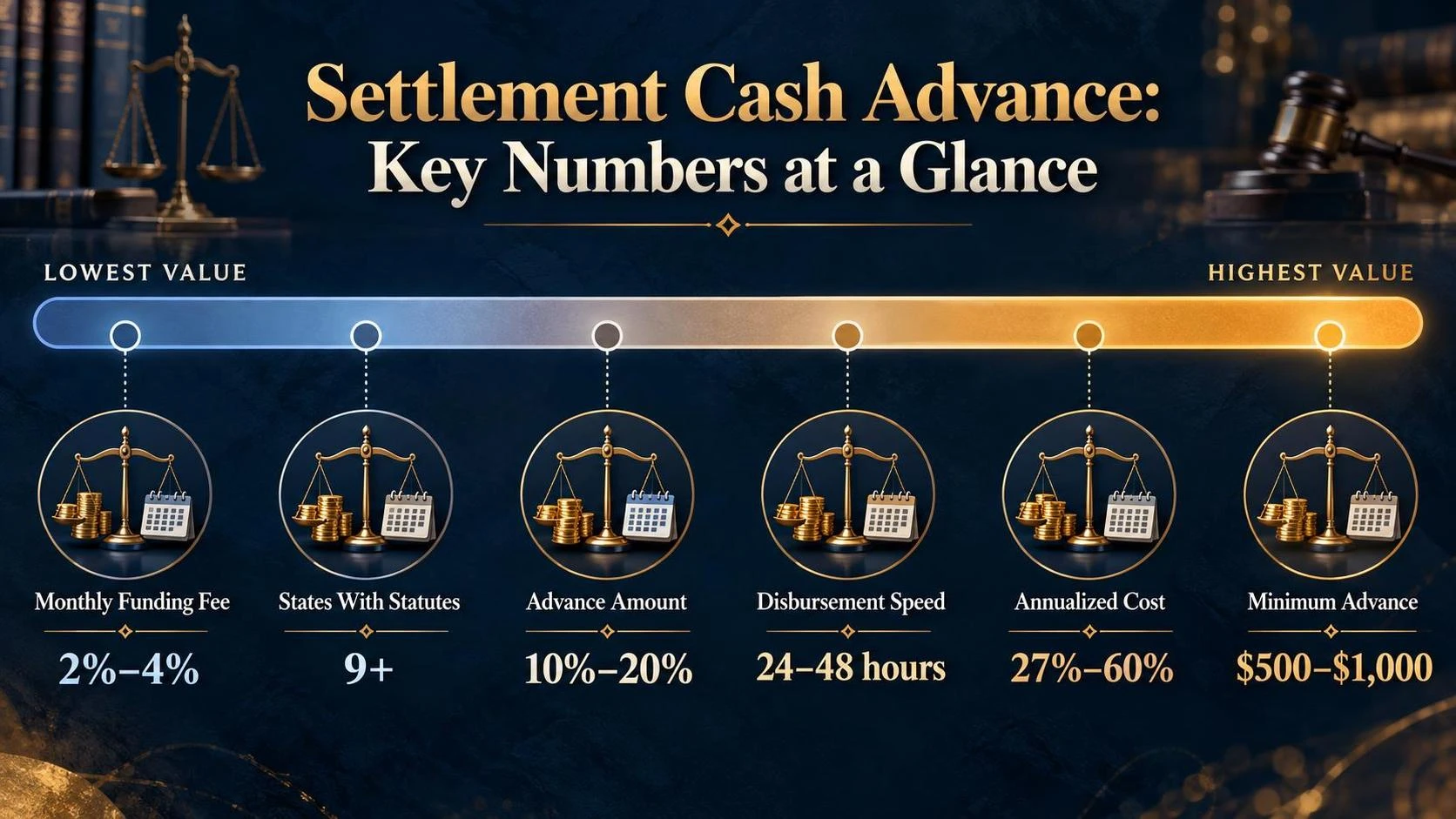 Settlement Cash Advance: Key Numbers at a Glance — summarised in one graphic
